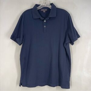Michael Kors Mens Medium Pima Cotton Polo Shirt Blue Short Sleeve Pullover M